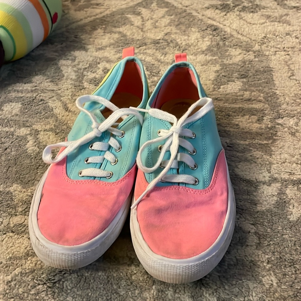 Sperry Topsider Canvas sneakers, neon colors Size 4M Girls